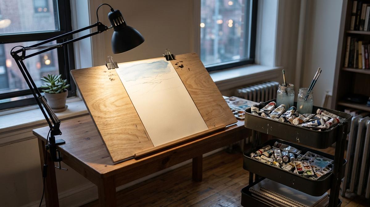 How to Set Up a Beginner Art Space at Home — photo in a real-life setting