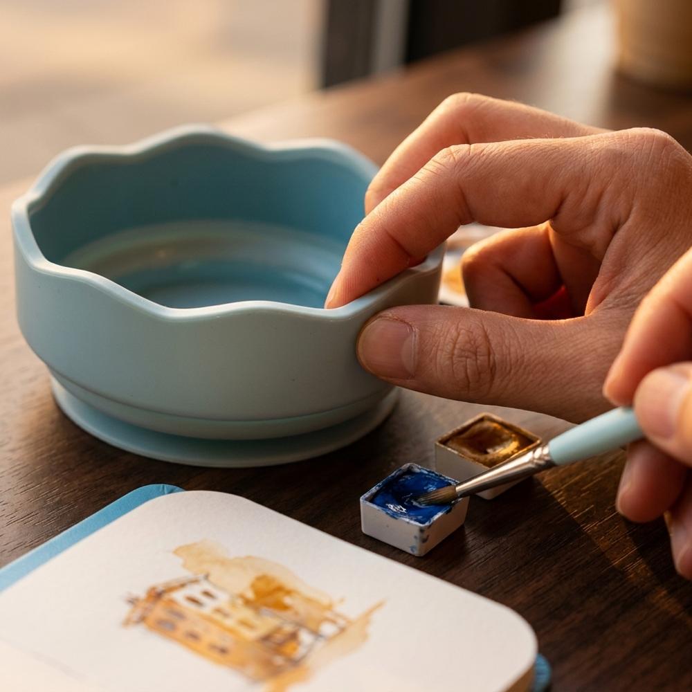 Collapsible Silicone Brush Washer Cups
