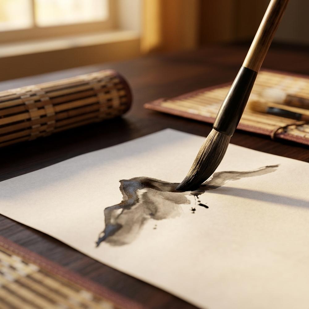 Portable Bamboo Calligraphy Brush Holder