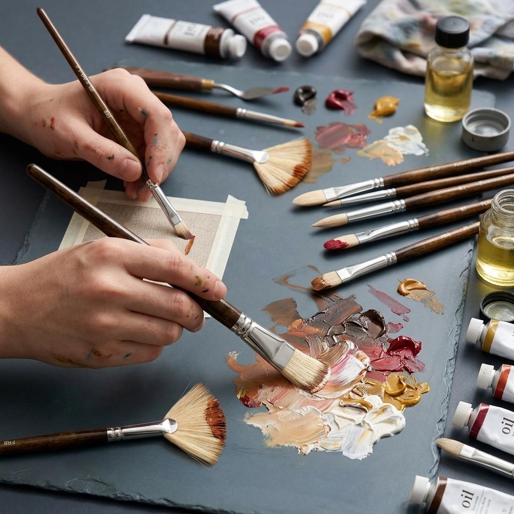 Premium Hog Bristle Paint Brush Set