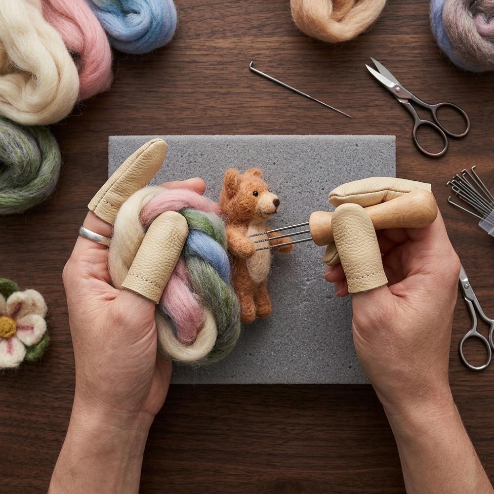 Protective Leather Needle Felting Guards