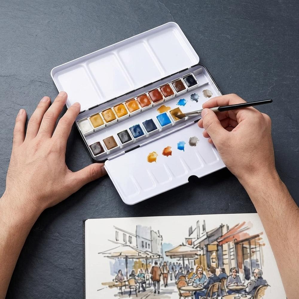 Portable Watercolor Paint Palette