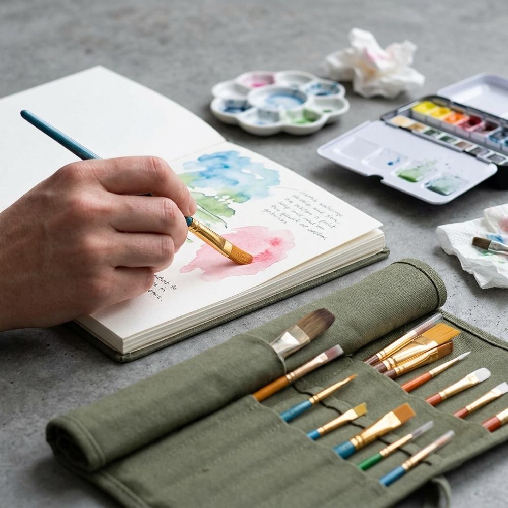 Canvas Brush Holder Organizer Roll-Up
