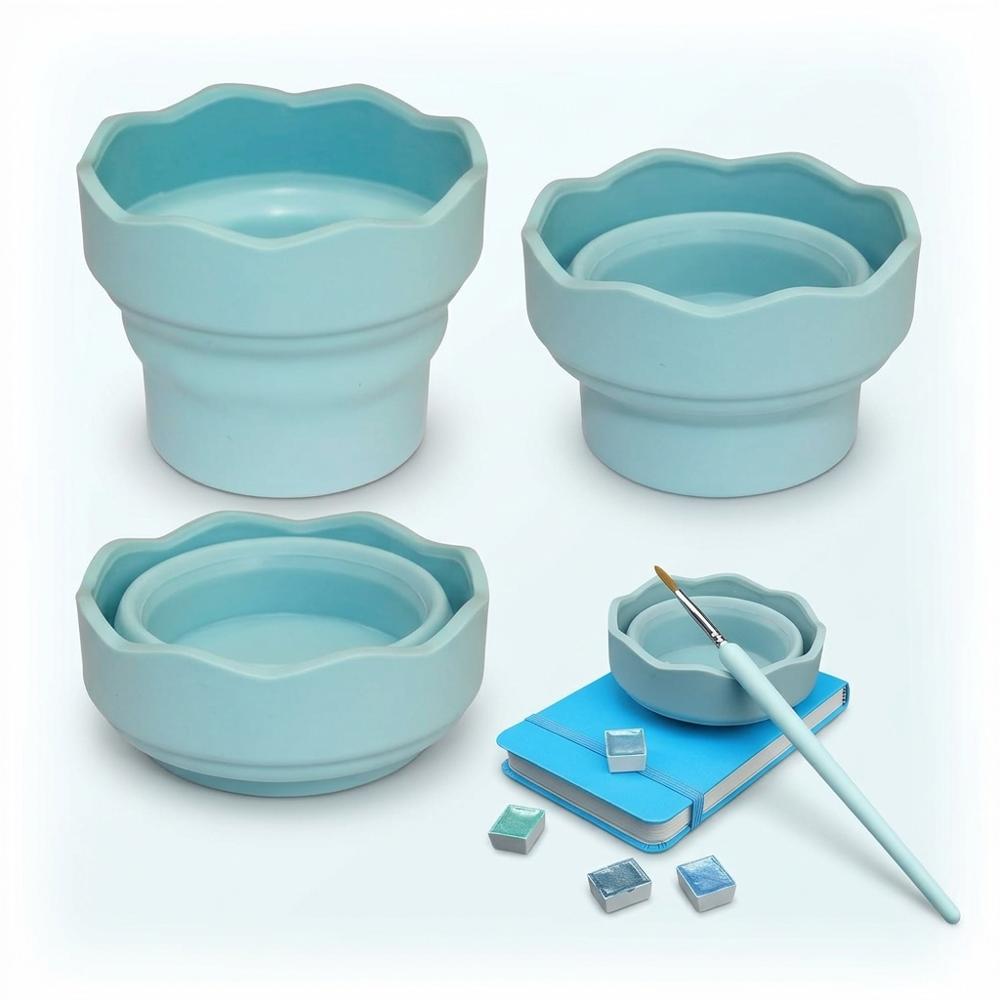 Collapsible Silicone Brush Washer Cups