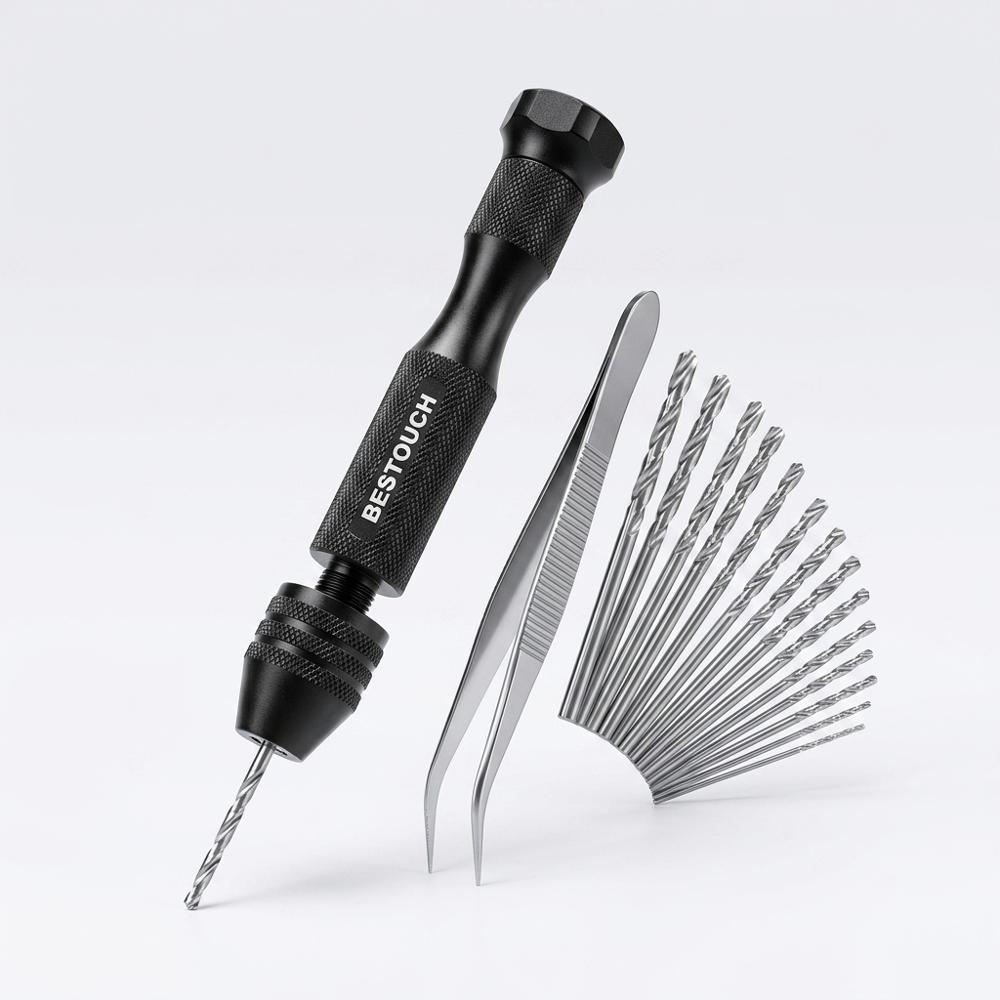 pin vise hand drill with micro bits for adding holes to baked clay
