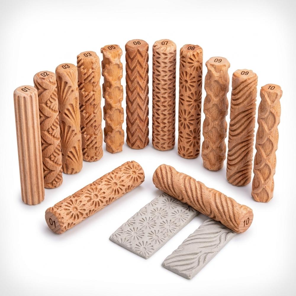 Set of Textured Clay Rollers