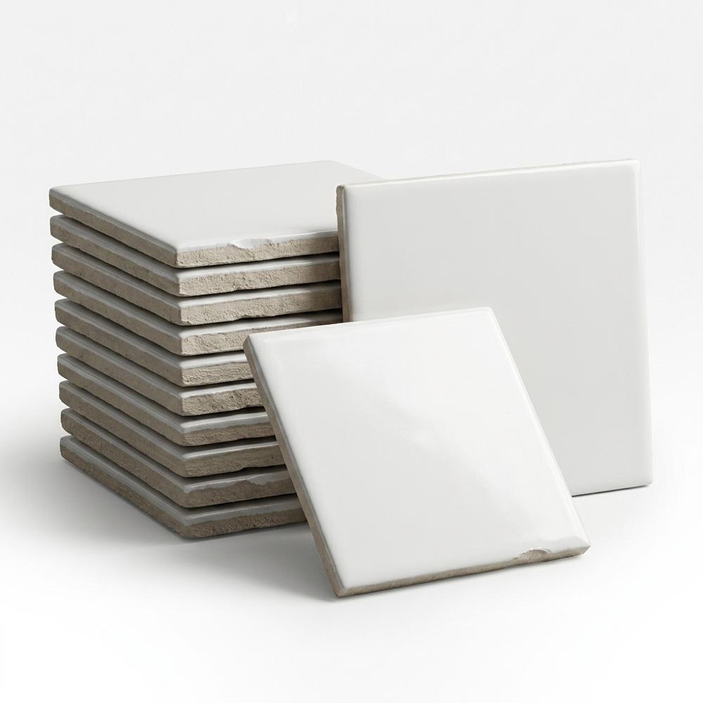 glossy white glazed ceramic tiles for practising alcohol ink and making coasters