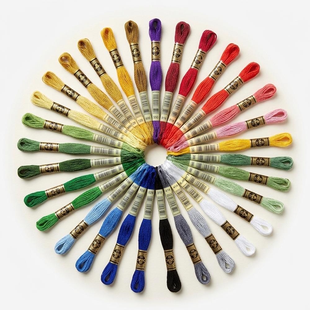 Six-strand cotton embroidery floss for blanket stitching and ornament details