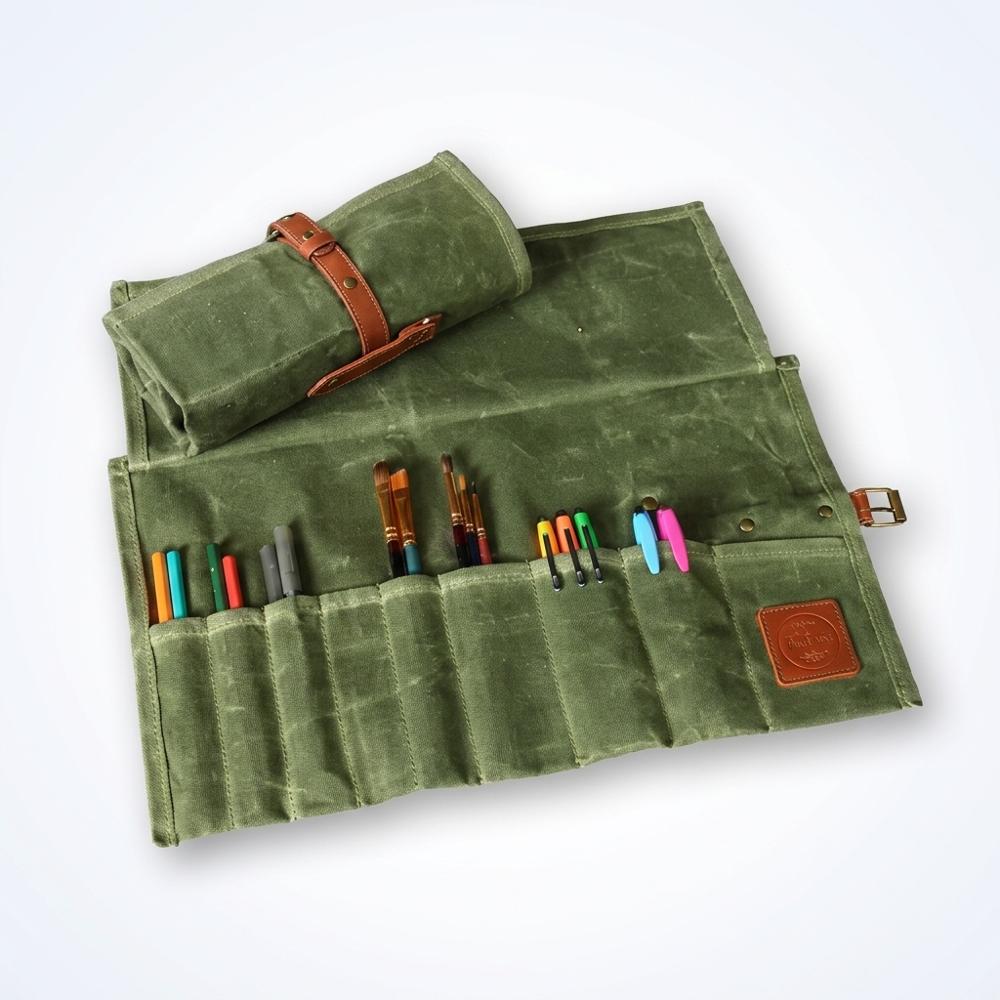 Portable Canvas Brush Organizer Roll