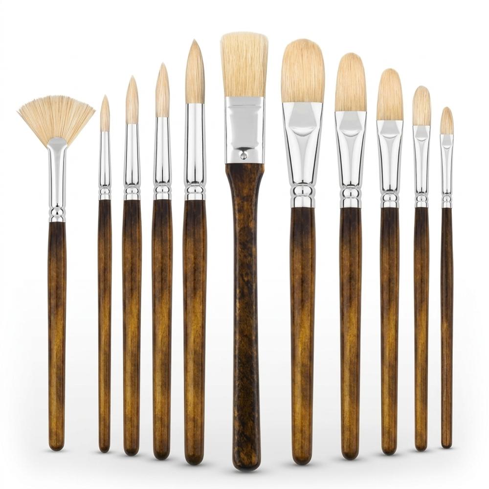 Premium Hog Bristle Paint Brush Set