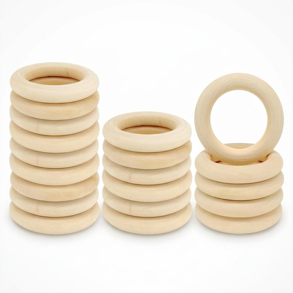 Set of Natural Wood Craft Rings