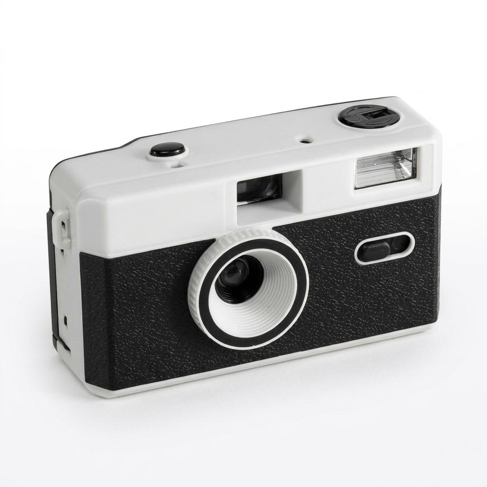 reusable plastic 35mm film camera with a fixed-focus lens