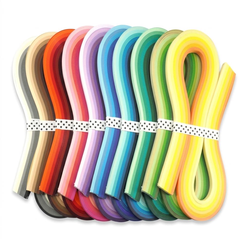 Narrow 1/8-inch paper quilling strips in mixed colors