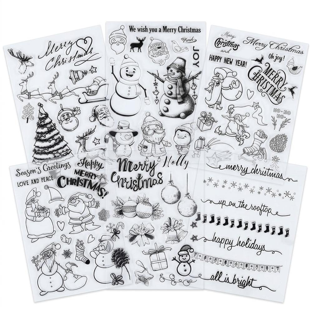 Clear Christmas stamp set with holiday images and greetings