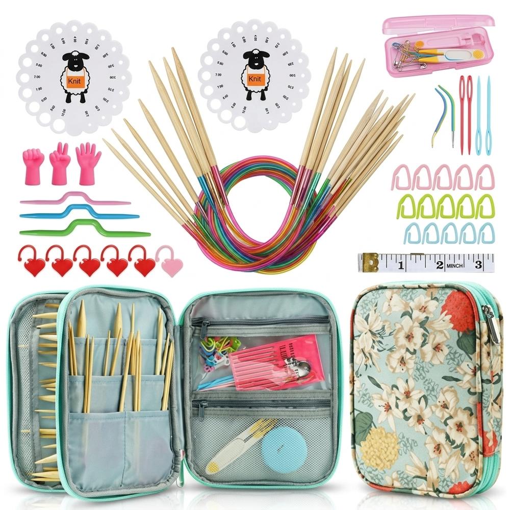 Complete Bamboo Knitting Needle Set