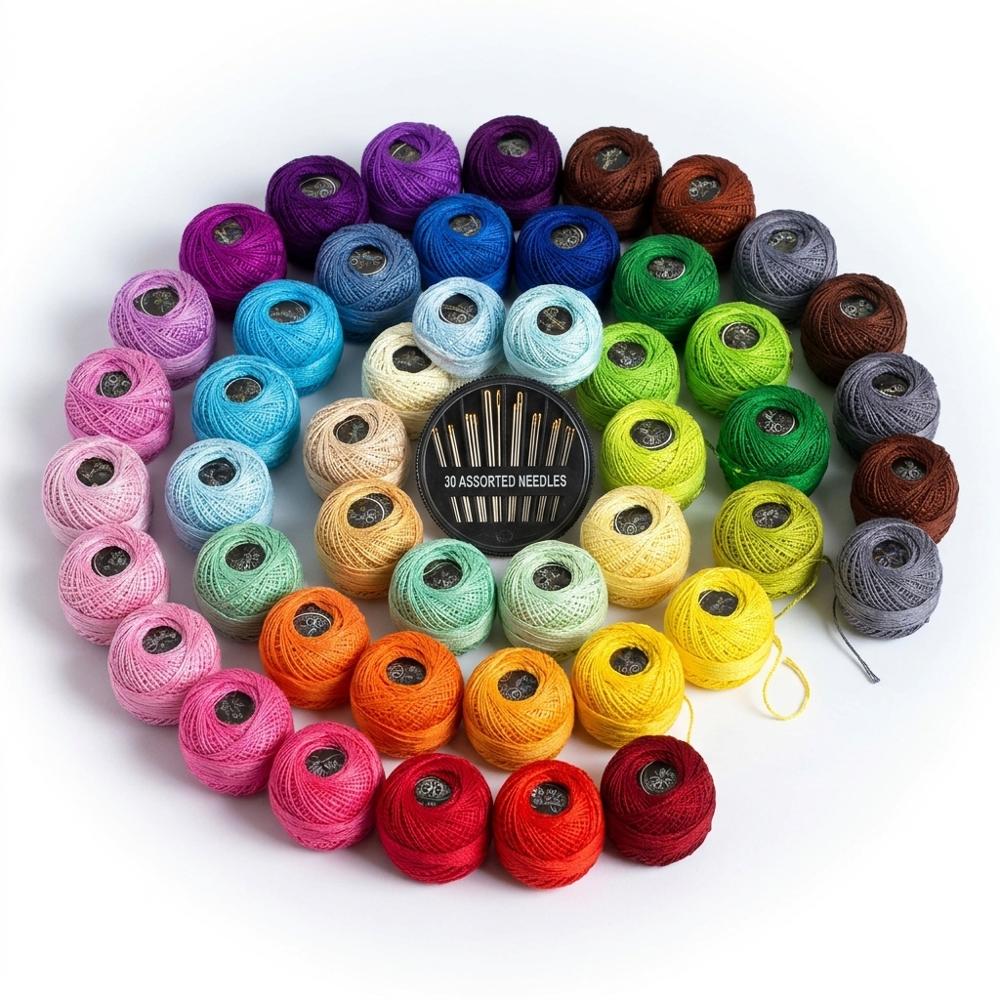cotton crochet thread in a wide colour range for winding