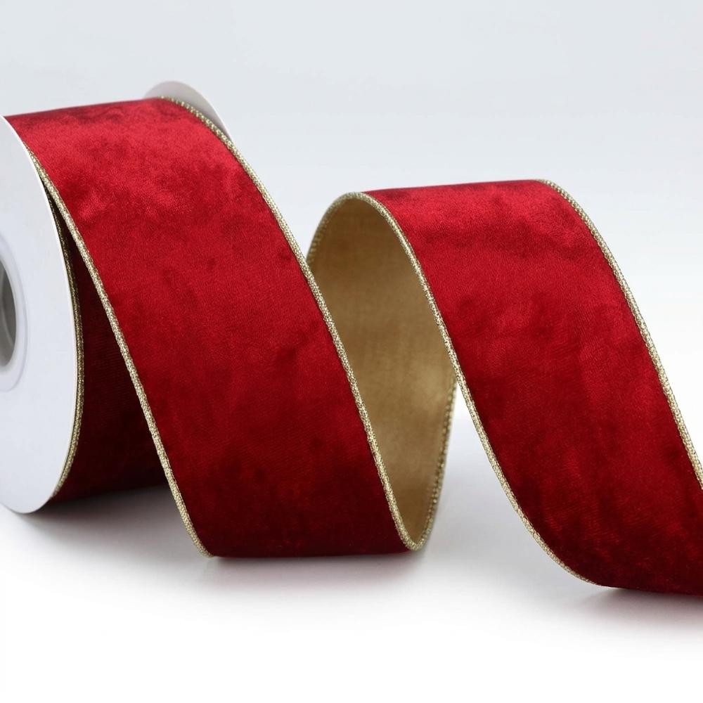 2.5-inch wired-edge velvet ribbon for a door wreath bow