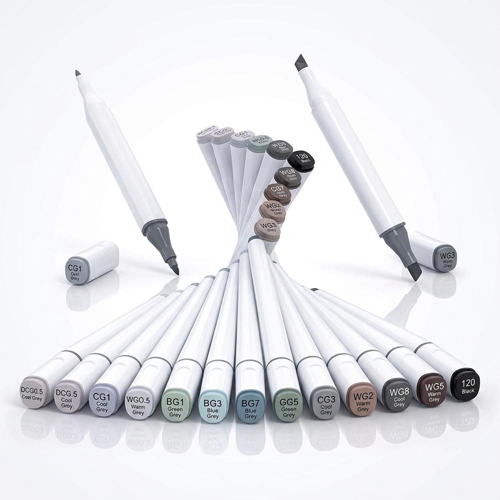 grey-tone alcohol marker set for shading and value practice