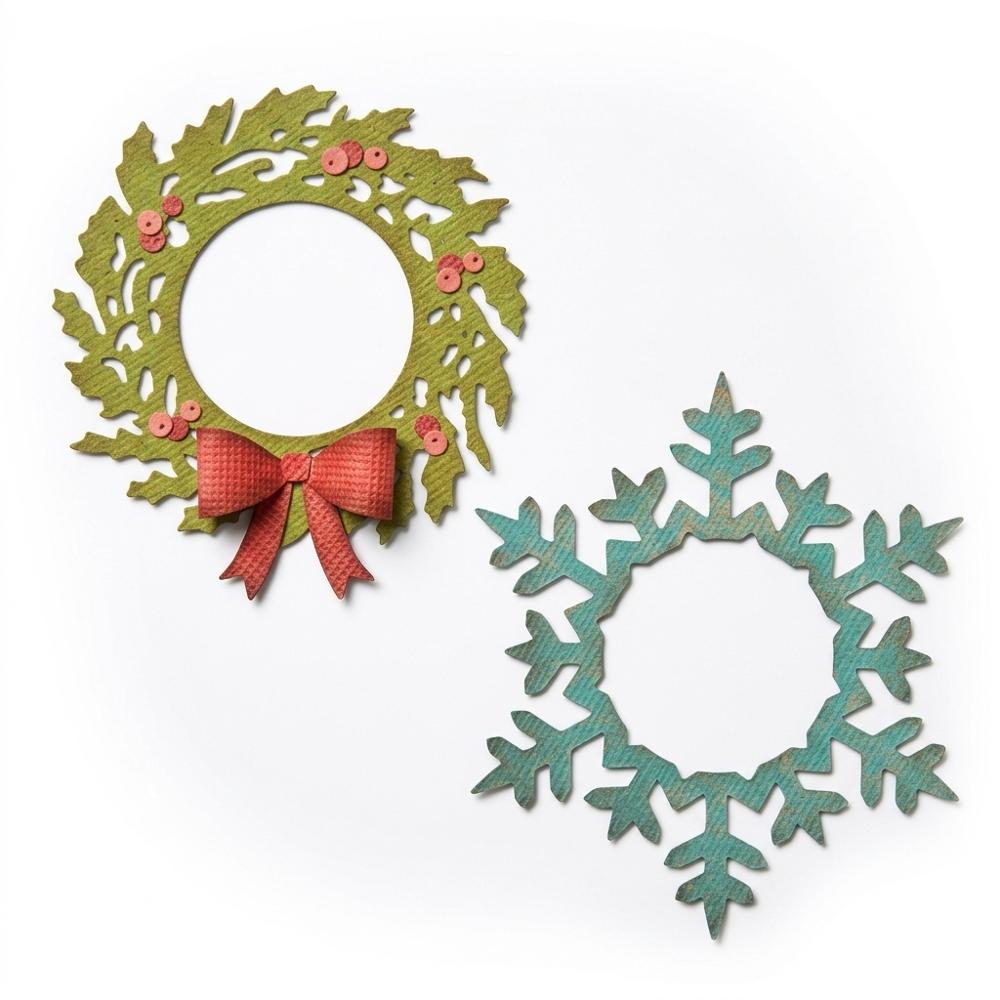 Christmas wreath and snowflake cutting dies for tags and ornaments