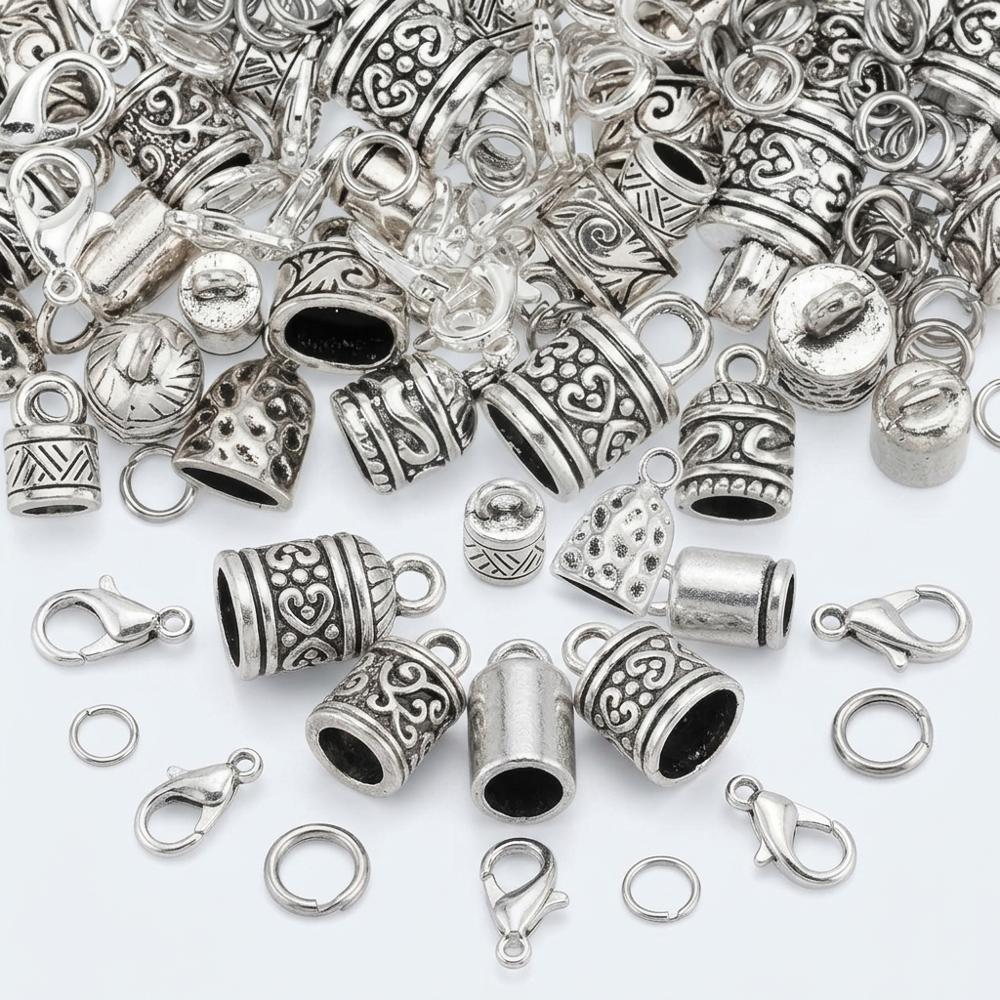 glue-in cord end caps and clasps kit for finishing bracelets