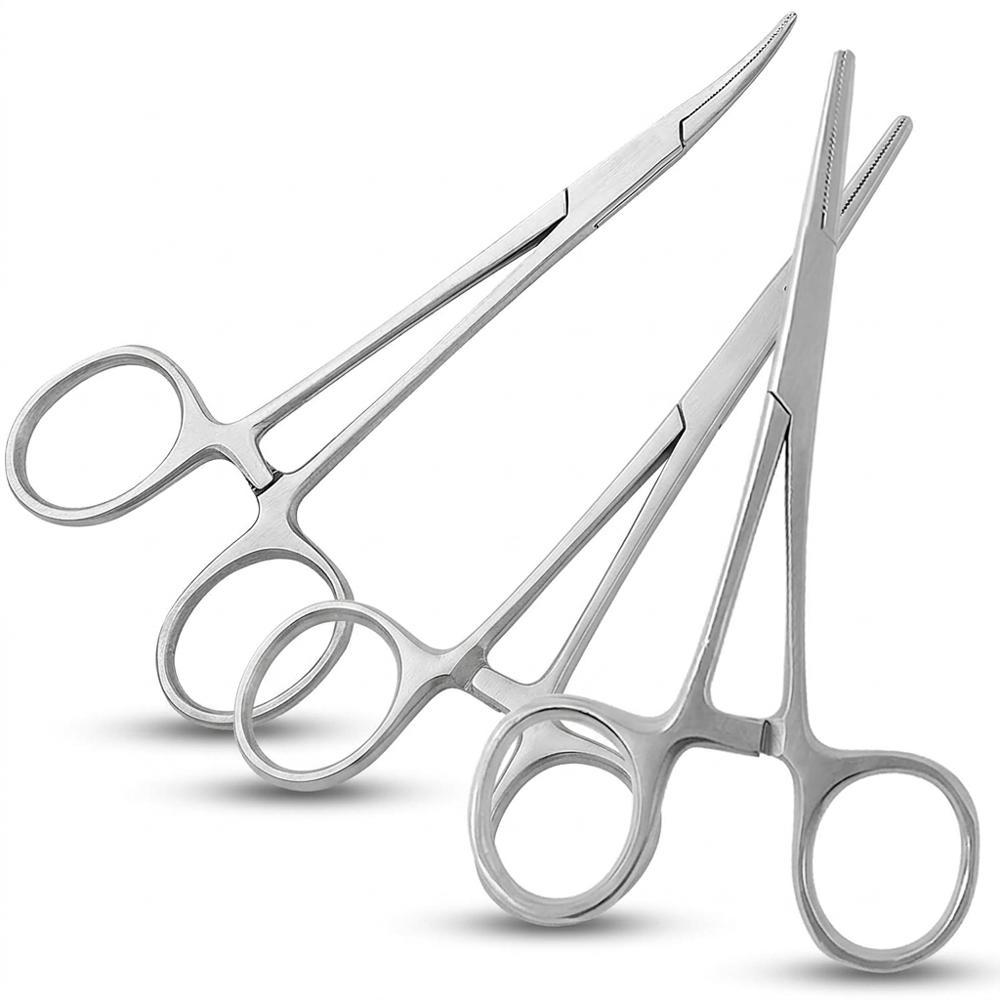 Locking hemostat forceps for pushing stuffing into ornament points