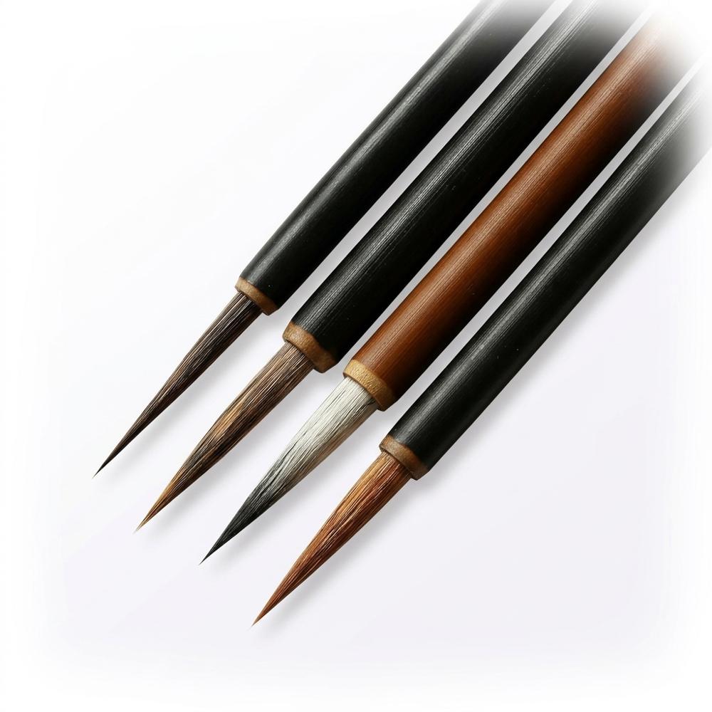 fine-line outlining brushes in four sizes for gongbi contour work
