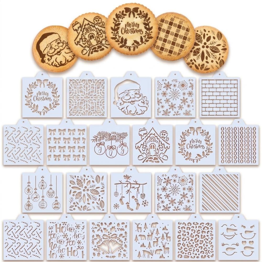 reusable Christmas stencils for spreading patterns onto icing