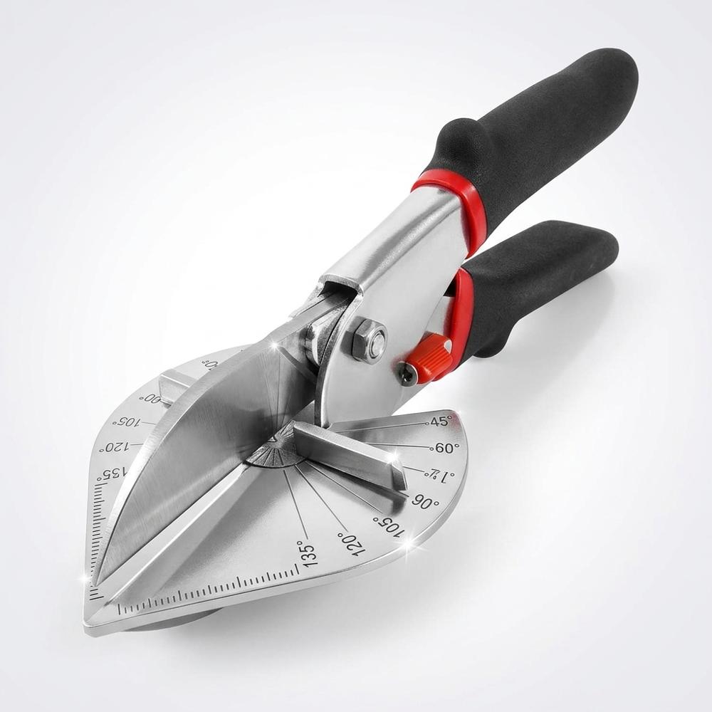 adjustable-angle miter shears for clean corners in trim and strip wood