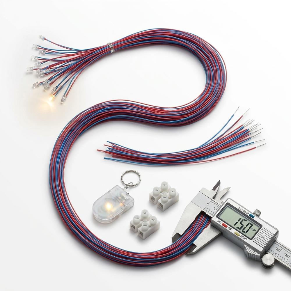 pre-wired micro LEDs for lighting windows and lamps inside a scene
