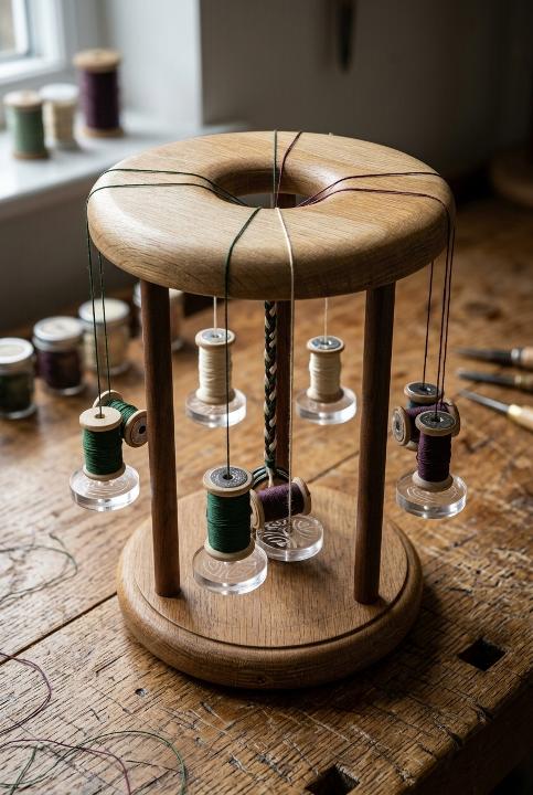 A marudai strung mid-braid