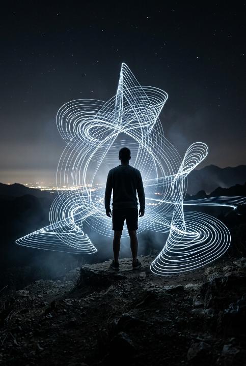 Ringed in light, standing still