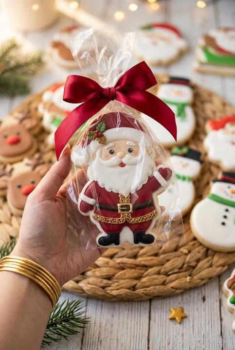 One Santa, bagged and ribboned