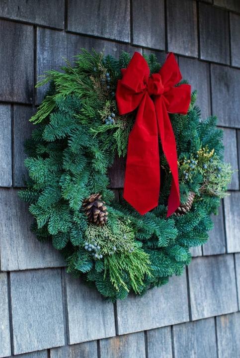 Big red bow on shingles