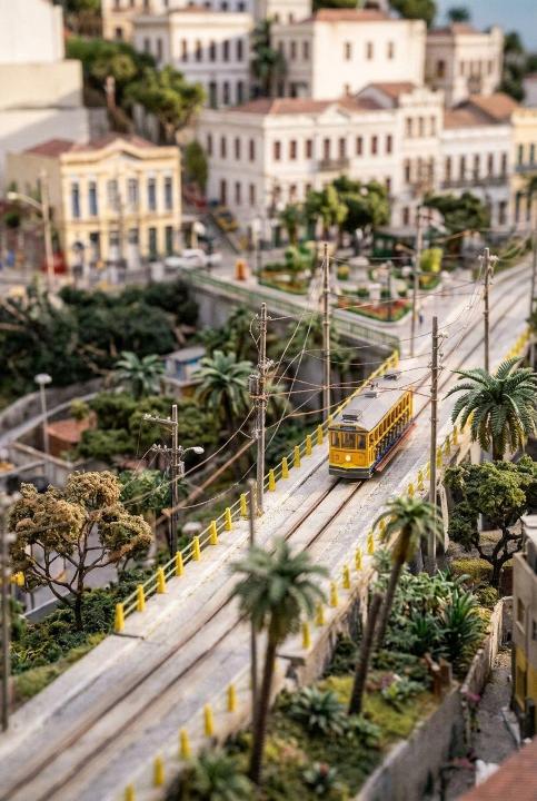 A tram on a hillside street