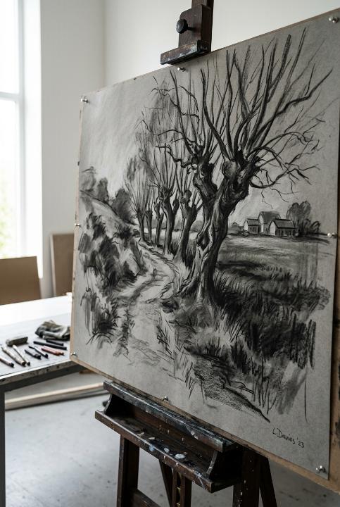 Willows along a low dike