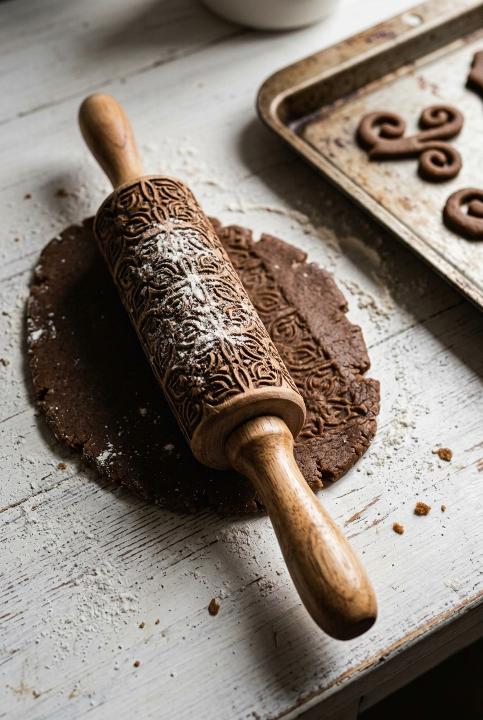 Rolled dough, cutter, rolling pin