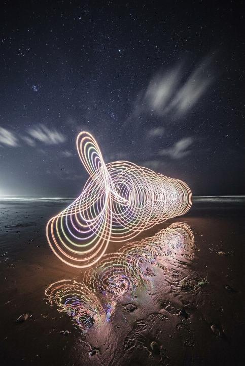 Spirals above a wet shoreline