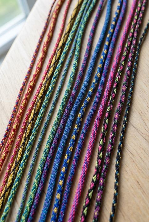 A rainbow of finished braids