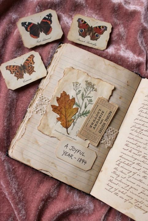 Butterflies, leaves, and old letters