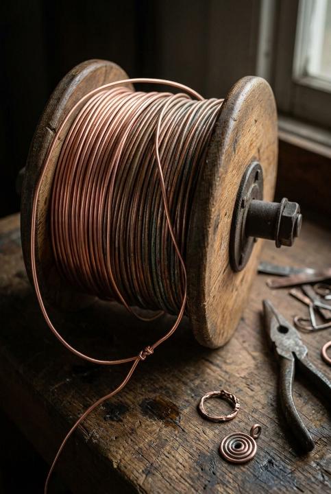 A coil of raw copper wire