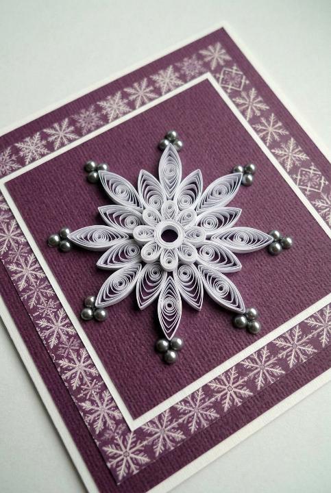 A snowflake on a Christmas card