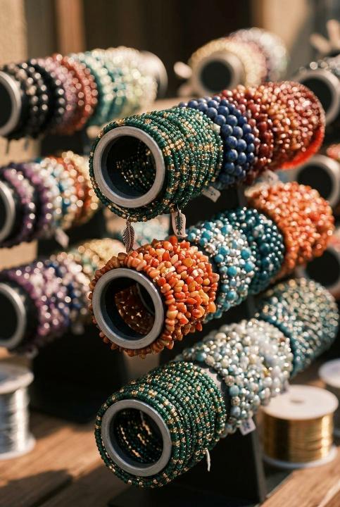 Bracelets stacked in color