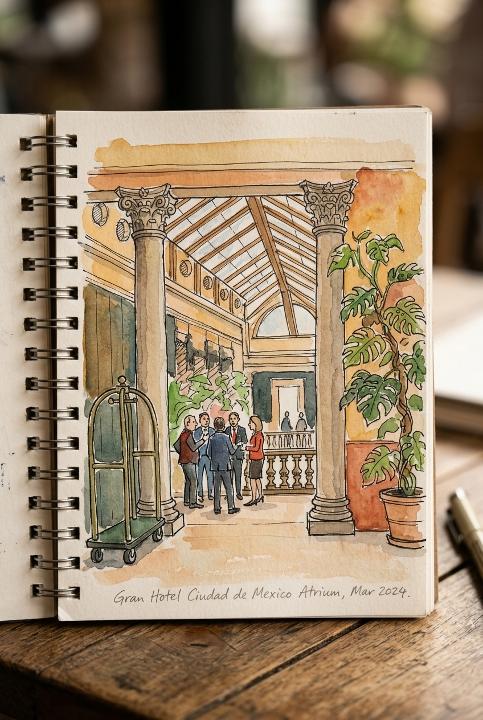 A courtyard caught in watercolor