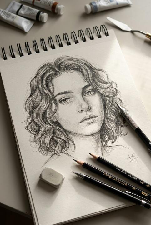 A likeness caught in a sketchbook