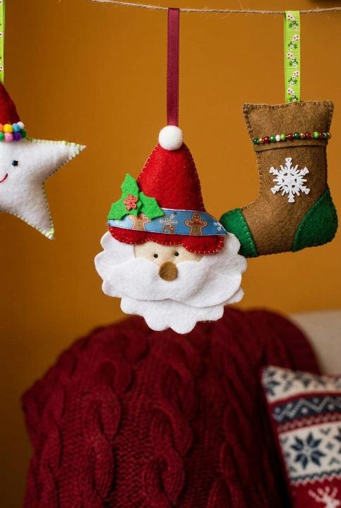 Santa, star and stocking in felt