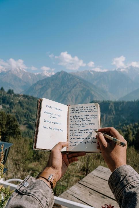 A page held up to the hills