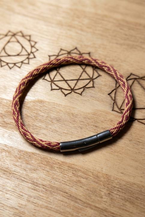 A first bracelet, capped and clasped