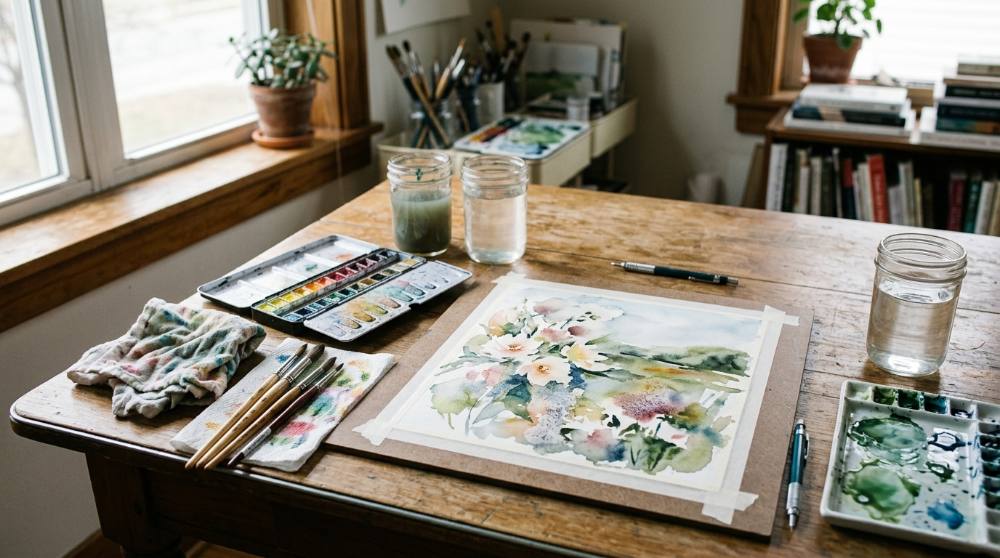 Beginner Watercolor Painting Setup